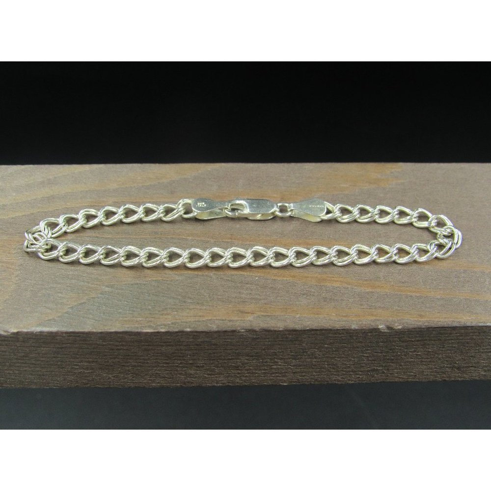 7" Sterling Silver Chain Circles Plain Bracelet Vintage Elegant Beautiful